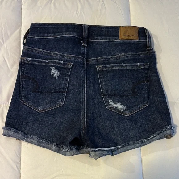 American Eagle Outfitters Ripped Jean Shorts - Dark Wash Denim size 4 - Picture 3 of 4
